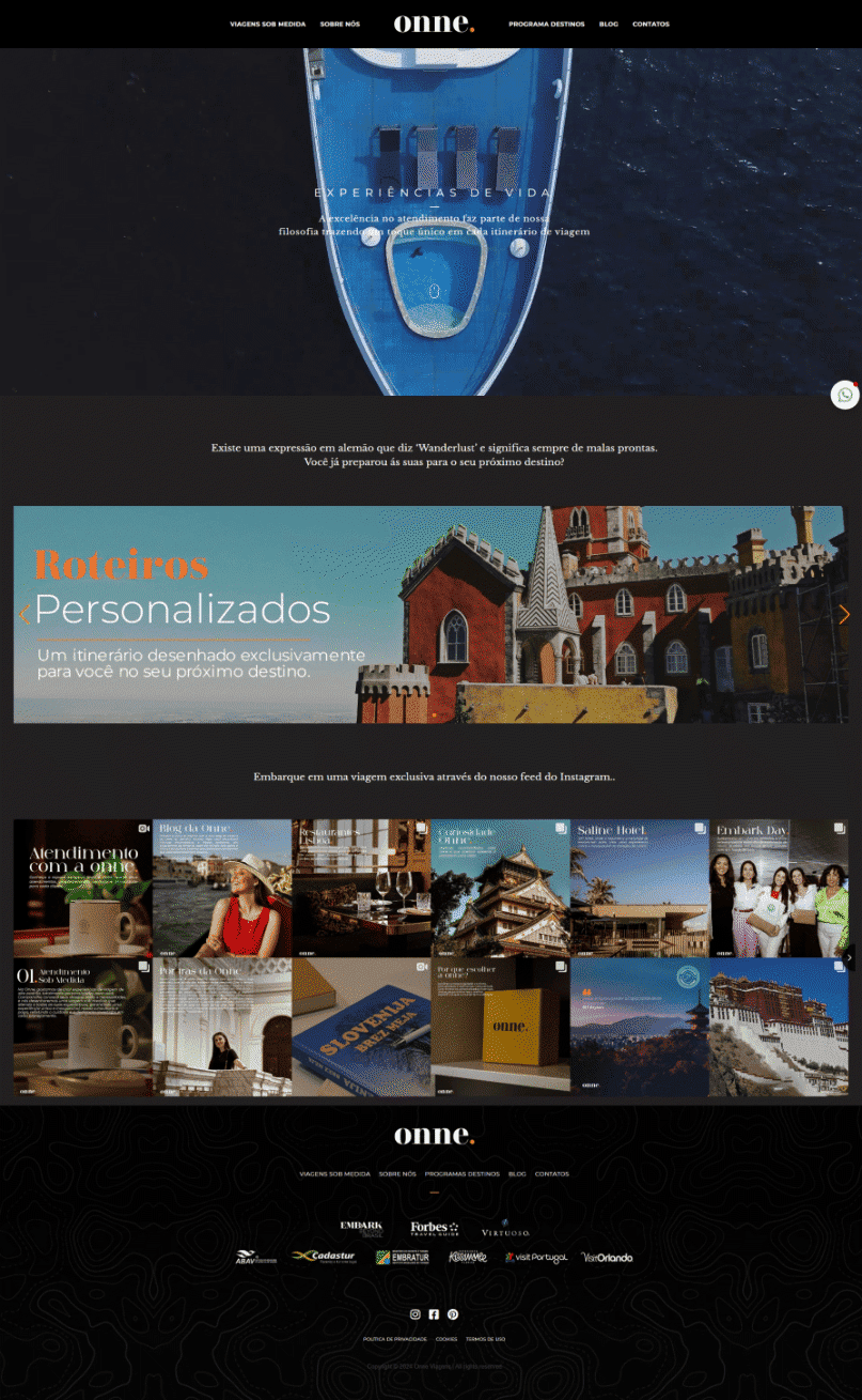 Onne Viagens website